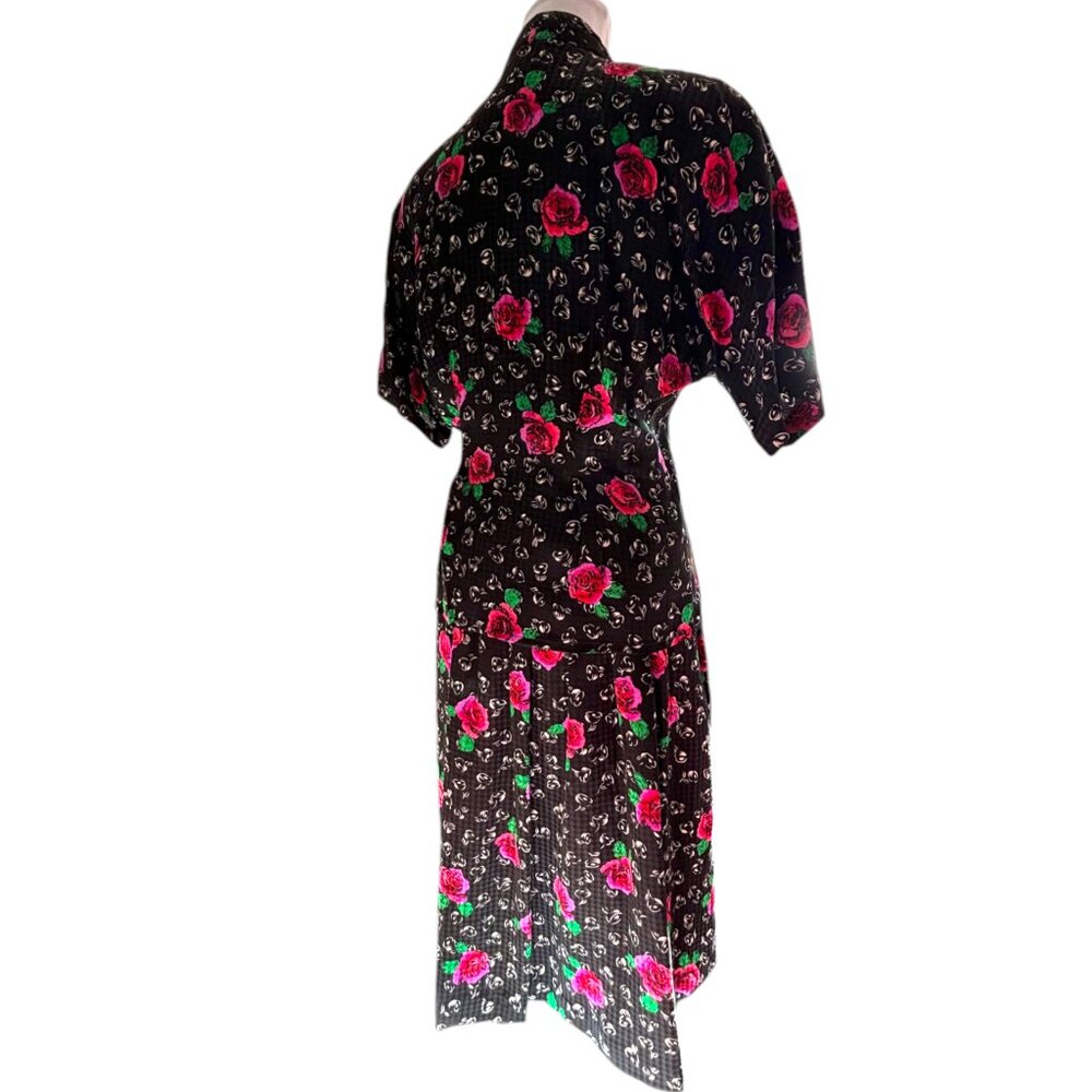 Jason Prescott Petite Silk Skirt‎ Set sz 8P Floral Asian 80s 2-Piece Vintage - Picture 7 of 11